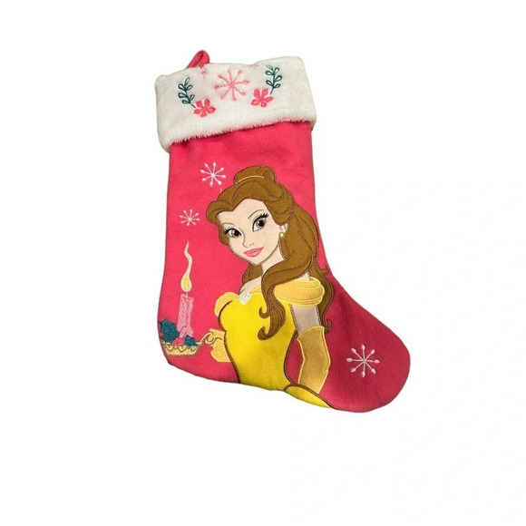 Disney Other - Disney Belle Pink Embroidered Christmas Stocking. NWOT